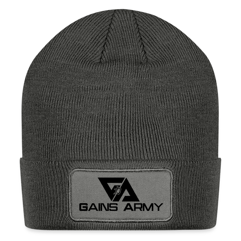 Patch Beanie - charcoal grey